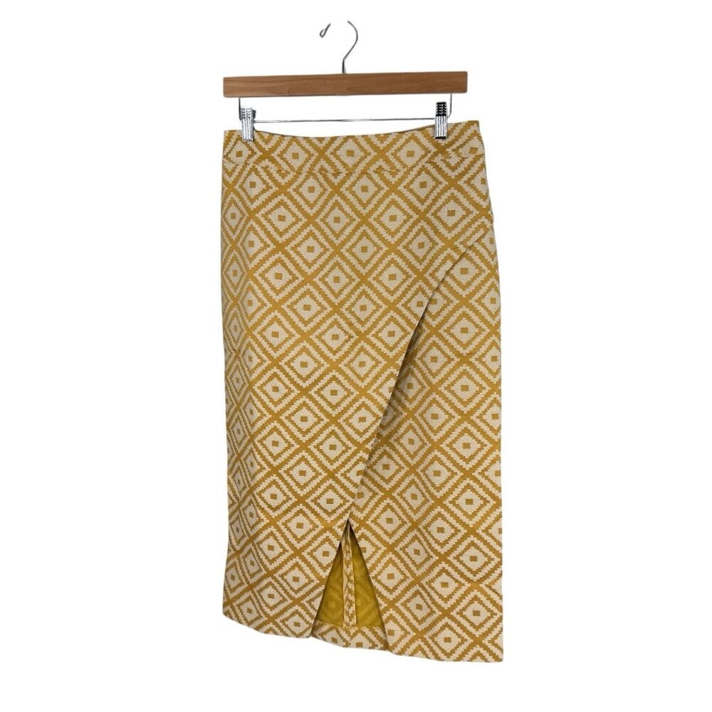 Tuckernuck NEW Marigold Tweed Margo Yellow Retro Diamond Midi Skirt Size M - Picture 3 of 12